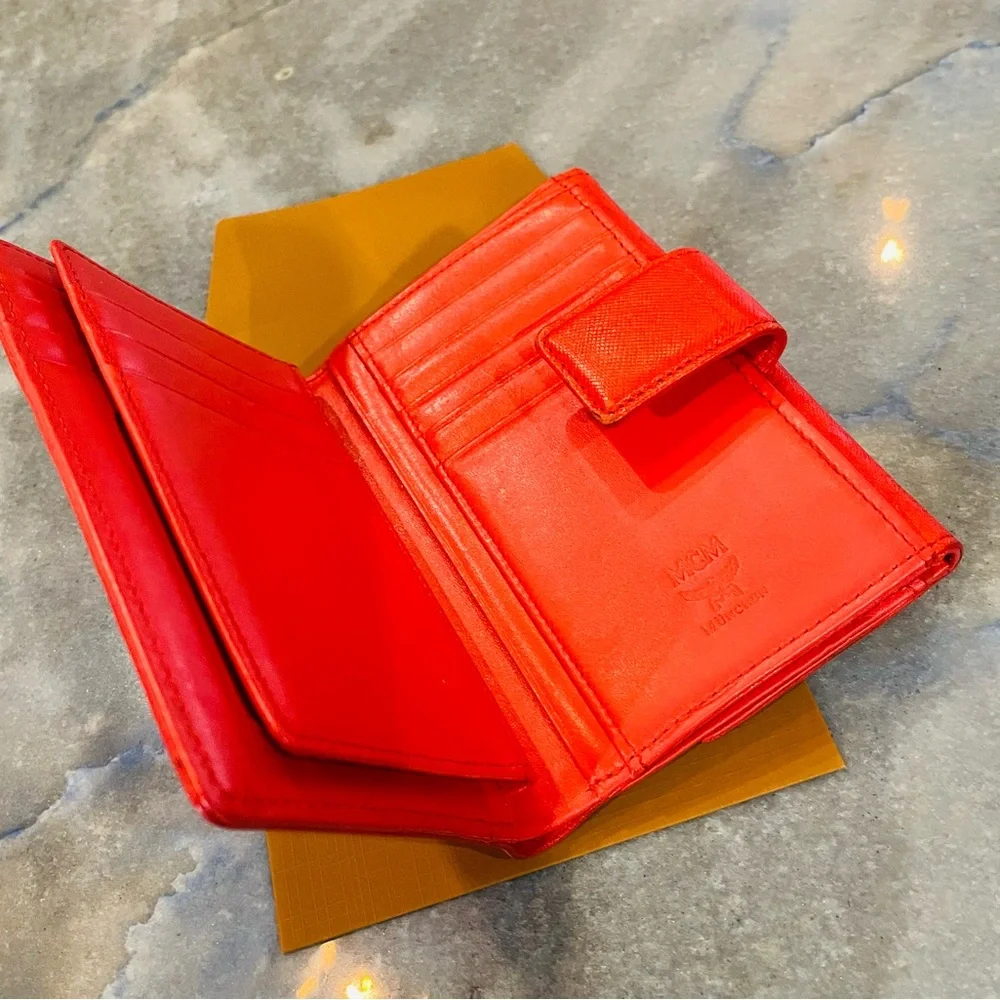 MCM Embossed Leather Compact Wallet